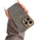 Leather Personalised Customized Name Case For Iphone 11 12 13 14 15 16 Pro Max Plating Frame Lambskin Initials Cover 16 11 15Pro - Caseverse