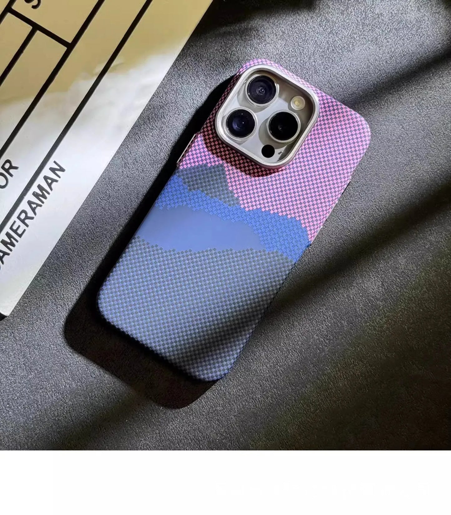 Magnetic Kevlar Carbon Fiber Pattern For iPhone 16Pro 15 Pro Max 14 13 12 Pro Plaid Personalized Phone Case For 12 13 14 Pro Max - Caseverse