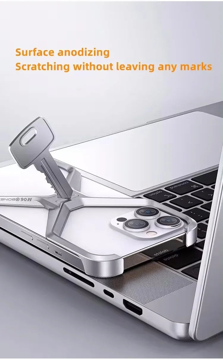 Aluminum Alloy X-shaped Metal Frame  Phone Case for IPhone 16 15 Pro Max 14 13 Military Grade Drop Protection Cover - Caseverse