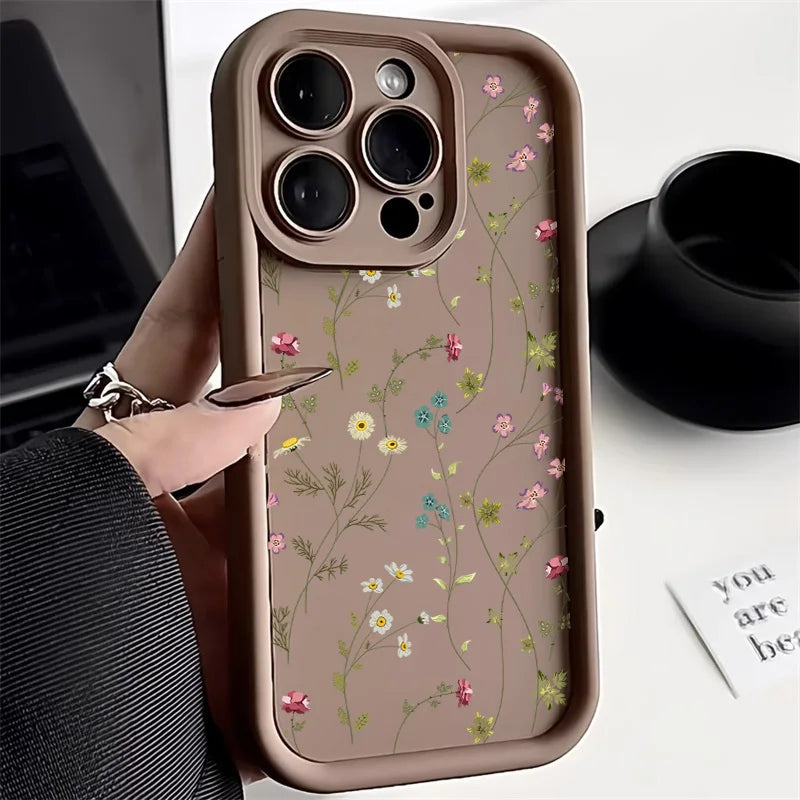 Cute Flower Phone Case For iPhone 11 Case iPhone 15 13 16 17 12 14 Pro Max XR X XS 7 8 Plus SE Anti-drop Shockproof Cover Funda