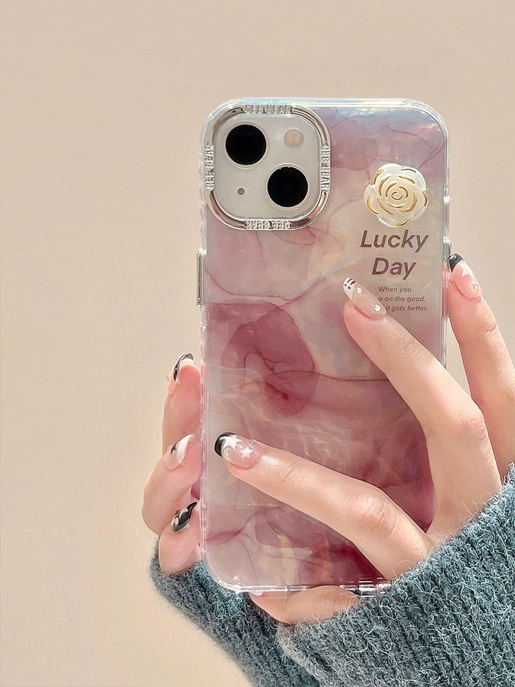 Fashion Glitter Laser Shiny Floral Marble Pattern Shell Case For iPhone 15 Pro Max 16 14 13 11 12 Shockproof Phone Cover Bumper - Caseverse