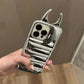Soft Cute 3D Phone Case for IPhone15 14 13 12ProMax Anti-drop Patent Leather Down Three-dimensional Horn Shockproof Cover Cases - Caseverse