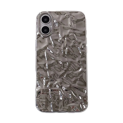 Stylish Metal Color Silver Meteorite Texture Case For iPhone 16 Pro Max 15 14 13 12 11 16 plus Soft TPU Anti-knock Cover