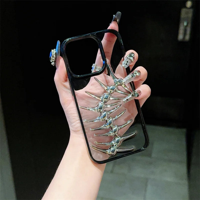 Unique design sense, three-dimensional drip glue fish bone Phone Case For iPhone 11 12 13 14 15 16 pro max - Caseverse