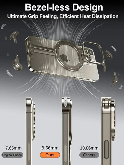 Metal Frame Magsafe Phone Case for iPhone 16 15 14 13 Pro Max Wireless Charging Aluminum Alloy Frameless Holder Shockproof Cover