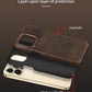 Retro Cowhide Phone Case for iPhone 16 15 13 14 Pro Max 16Pro 14Pro 15Pro Luxury Crazy Horse Genuine PULL-UP Leather Back Cover