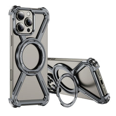Titanium Metal Phone Case for iPhone 13 15 14 16 ProMax 16 15Pro Protective Cover Bumper w/ 360° Rotation Holder Shockproof Sase