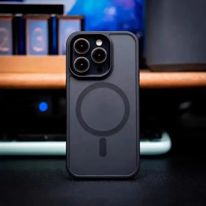 Magnetic matte black phone case, higher than the lens protection design, suitable for iPhone 16 15 14 13 12 11 Pro Max Plus