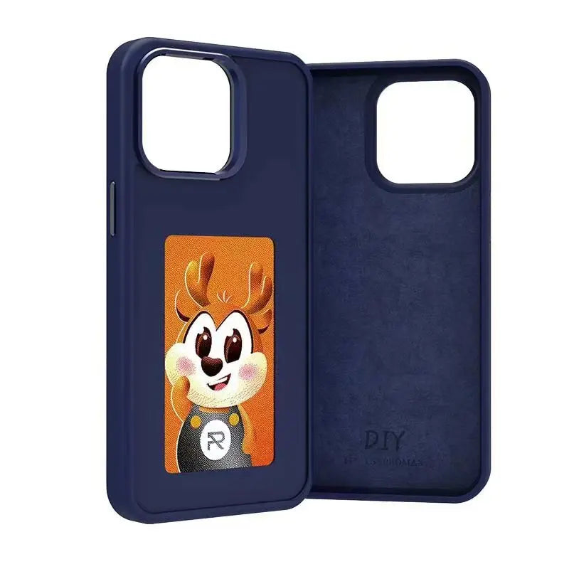 New-tech NFC Function Phone Case For Iphone 15 14 13 Pro Max DIY Cases E-Ink Screen Phone Cover Cartoon Girl Fundas Battery Free - Caseverse