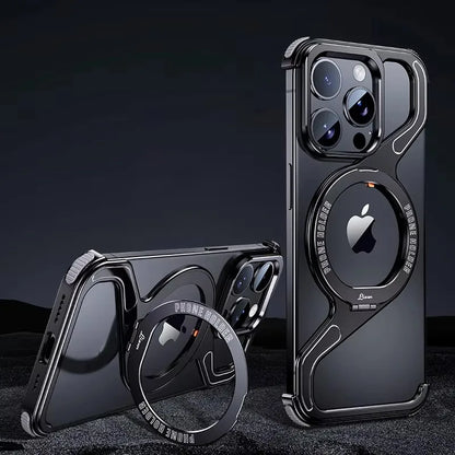 Shockproof Phone Case Z Shape Metal Frame for iPhone 16 Pro 15 14 13 Pro Max Plus Full Aluminium Alloy Magnetic Bracket Cases