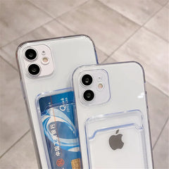 Clear Phone Case For iPhone 11 12 13 14 Pro Case for iphone X XS Max XR 7 8 Plus SE Cases Cover Soft Silicone Wallet Card Holder