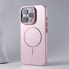Stylish Camera Lens Holder Magnetic Magsafe Phone Case for IPhone 16 15 14 Pro Max Wireless Charging Matte Shockproof Hard Cover