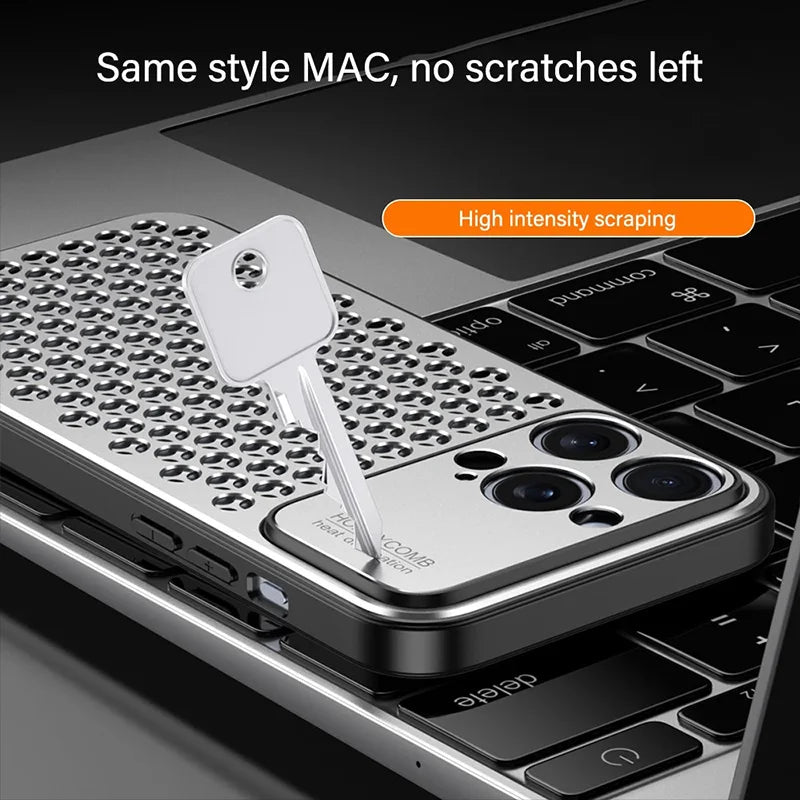 Aluminum Alloy Phone Case For iPhone 16 Pro Max 15 14 13 Metal Breathable Back Cover