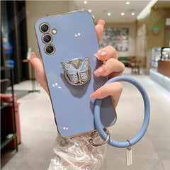 Butterfly Ring Holder Strap Case For Samsung Galaxy A05 A05S A14 A54 A04 A34 A24 M14 4G 5G Stand Cover