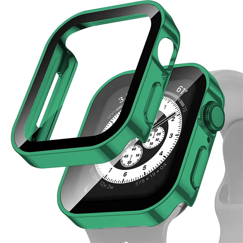 Electroplating Waterproof Case for Apple Watch Cover 41mm 40mm 45mm 44mm Screen Protector Glass Bumper iWatch 4 5 6 SE 7 8 9