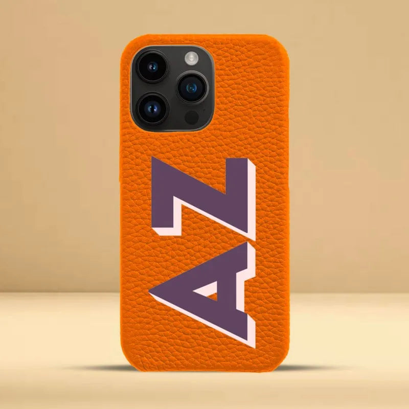Personalized iPhone Case Monogram Initial Letter Leather Case For iPhone 15 14 13 12 11 Pro Max XS XR 7 8Plus Luxury Phone Cover - Caseverse