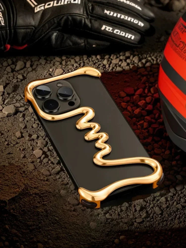 iPhone Phone Case Metal 3D Hollow Case For iPhone16 ProMax 14 15 Pro 16Plus  Aluminum Alloy Track Shell Air Bag Shockproof Cover