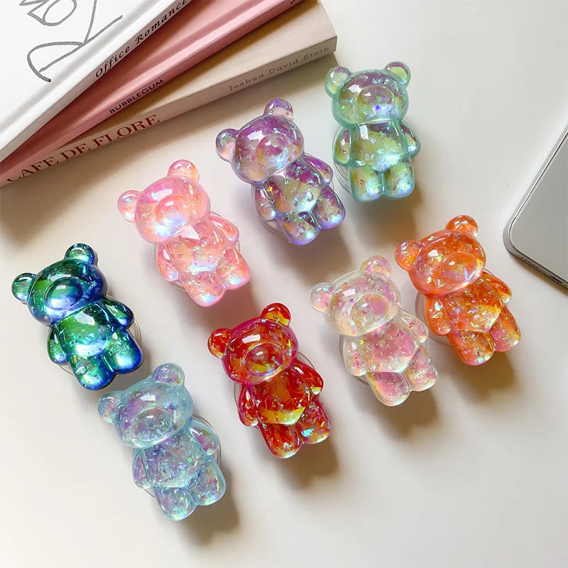 Korea 3D Cute Bear Laser Phone Holder Grip Tok Cell Phone Accessories Griptok Korean Stand Pop Universal Bracket MOBILE HOLDER