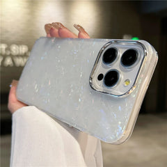 Luxury Bling Glitter Dream Shell Marble Pattern Phone Case For iPhone 16 15 11 12 13 14 Pro Max XR XS X 7 8 Plus Hard PC Cover