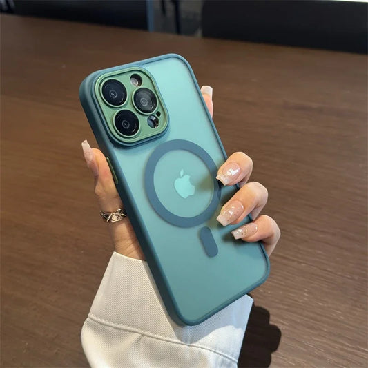 Luxury Magsafe Matte Transparent Phone Cases For iPhone 11 12 13 14 15 16 Pro Max Plus Magnetic Bumper Cases Cover