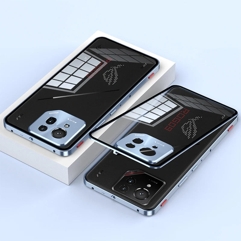 Metal Bumper Phone Case lock buckle For ASUS ROG Phone 9 Pro Single sided Tempered Glass Back Full Lens Protection Cover cases