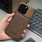 Aluminum Alloy Leather Magnetic Phone Case For iPhone 16 16pro 15 14 Pro Max Wireless Charging Metal Frameless Shockproof Cover