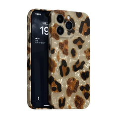 Vintage Glitter Leopard Print Phone Case For IPhone 16 15 13 12 11 Pro Max 14 Plus Dream Shell Leopard Marble Texture Hard Cover