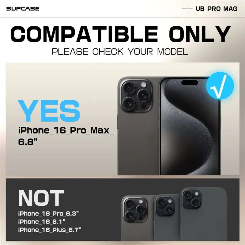 For iPhone 16 Pro Max Case 6.9“ 2024 SUPCASE UB Pro Mag Full Body Rugged Phone Case with Built-in Screen Protector Belt-Clip - Caseverse