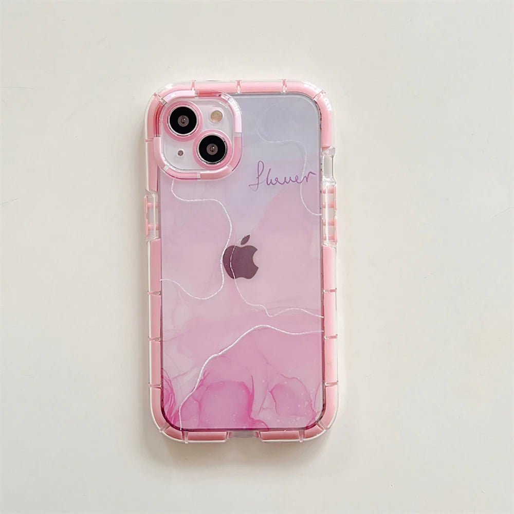 Super Shockproof Gradient Marble Bumper Phone Case For iPhone 14 11 12 13 15 Pro XS Max X XR Clear Soft Silicone Back Cover Case - Caseverse