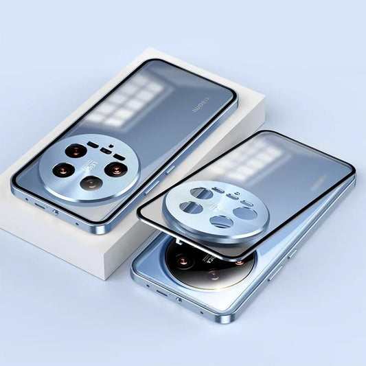 Metal Phone Case Spring Lock Buckle for XiaoMi 14 Ultra Civi 13T 15 Pro Poco X6 F5 F6 Pro Lens Protection Matte Back Cover Cases
