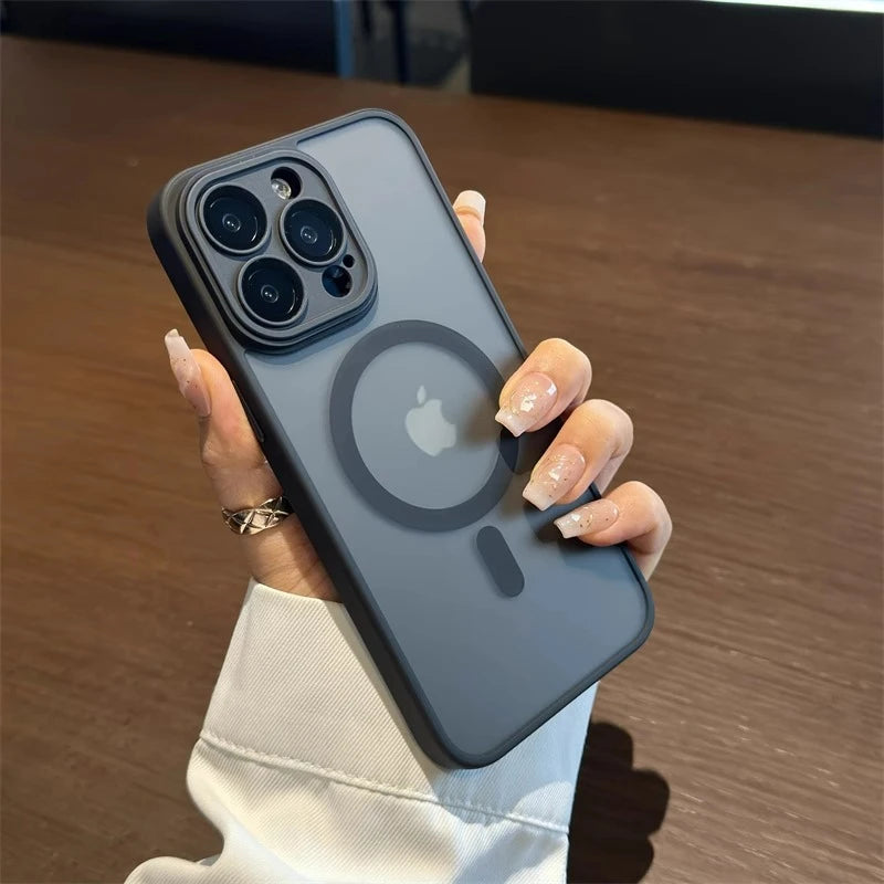 Luxury Magsafe Matte Transparent Phone Cases For iPhone 11 12 13 14 15 16 Pro Max Plus Magnetic Bumper Cases Cover