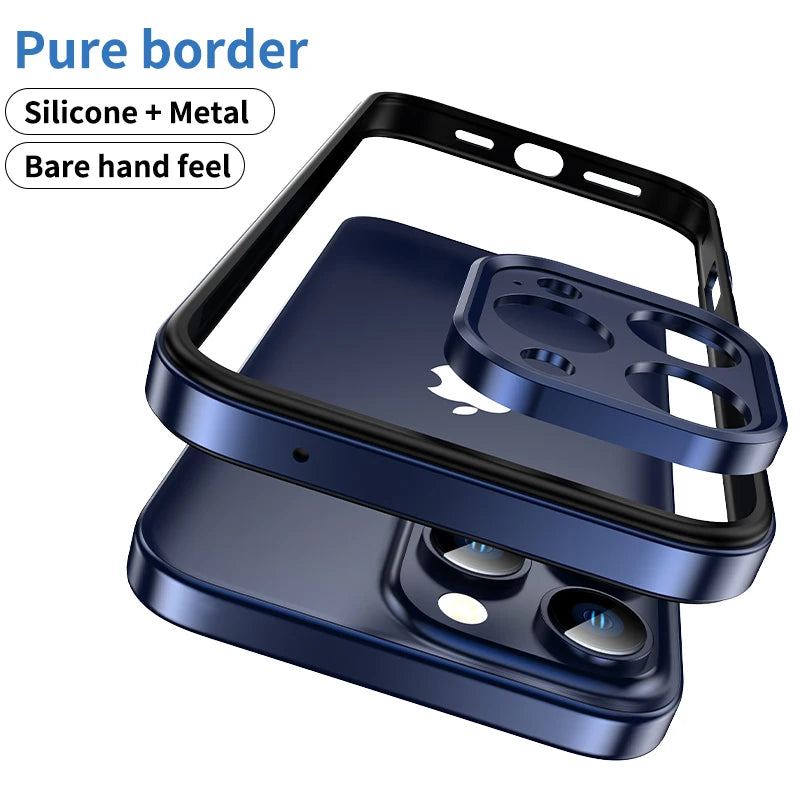 Hybrid Silicone Frame Aluminum Metal Phone Case For iPhone 16 Pro Max 16 Plus 16promax 16pro 16plus Better Heat Bumper