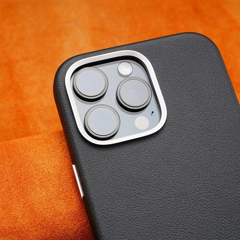 Metal Lens Protective MagSafe Phone Case For iPhone 16 Pro 16pro max 16plus Simple Solid Color Leather Wireless Charging Cover