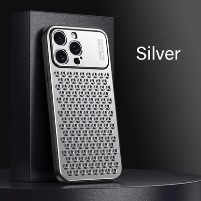 Aluminum Alloy Phone Case For iPhone 16 Pro Max 15 14 13 Metal Breathable Back Cover