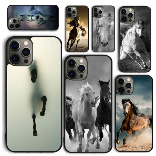 Running animal horse Phone Case for iPhone X XS XR 16 PRO MAX 15 14 PLUS 11 12 13 mini Back Cover Fundas Shell