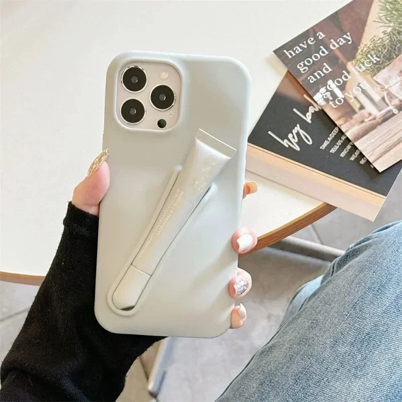 Lipstick Make-up Soft Silicone Phone Case for IPhone 16 14 15 Pro Max X Xs XR 11 13 12 Portable Lip Gloss Cover - Caseverse