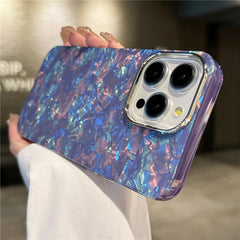 Luxury Bling Glitter Dream Shell Marble Pattern Phone Case For iPhone 16 15 11 12 13 14 Pro Max XR XS X 7 8 Plus Hard PC Cover