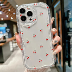 Gradient Love Heart Wavy Phone Case For IPhone 16 15 Pro Max 14 11 13 12 Mini XR 8 7 Plus X XS SE 2022 Clear Soft Silicone Cover
