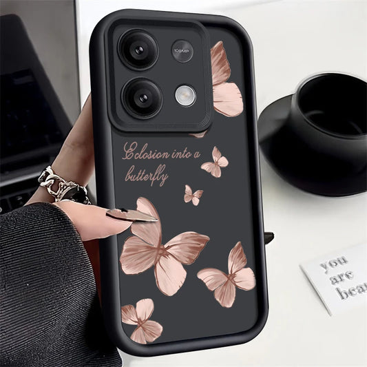 Shockproof Golden Butterfly Case For Xiaomi Redmi Note 13 12 11 10 Pro 4G 11s 14 Funda Poco F6 X6 X5 14T 11T 13T Pro 5G Cover