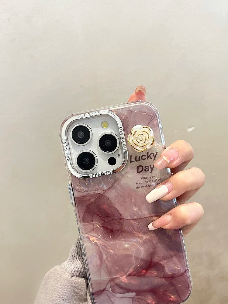 Fashion Glitter Laser Shiny Floral Marble Pattern Shell Case For iPhone 15 Pro Max 16 14 13 11 12 Shockproof Phone Cover Bumper - Caseverse