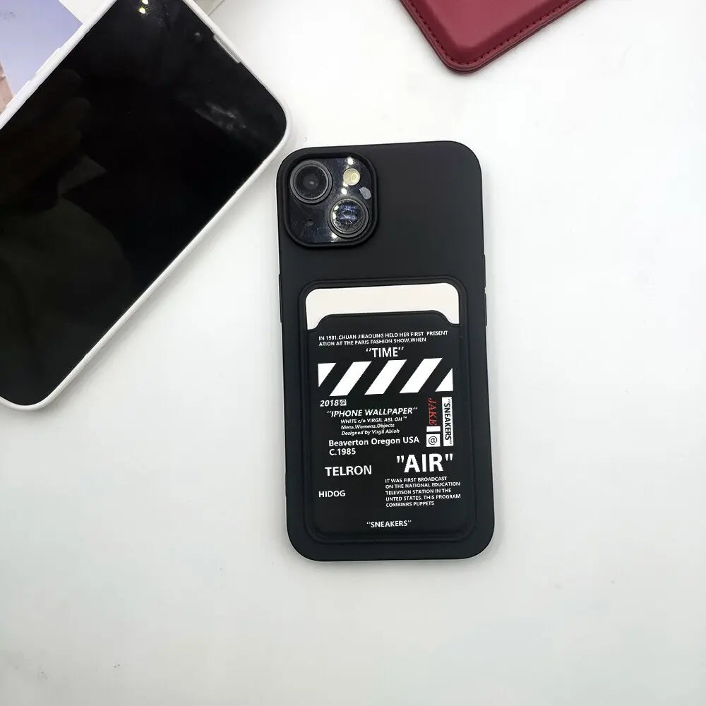 Luxury Street AIR Shoes Brand Wallet Card Phone Case For iPhone15Pro Max 11 12 13 14Plus 16Pro  SNEAKERS Silicone Back Cover