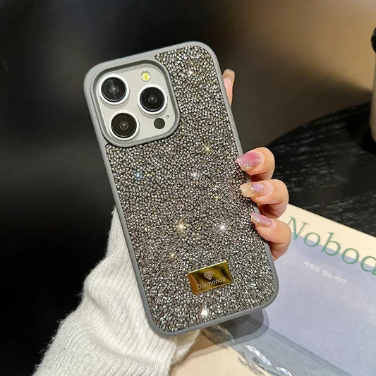 01 Stylish Diamond Sparkling Phone Case For Iphone 16 15 14 13 12 11 Pro Max Plus Women's Gift Back Shockproof Phone Case