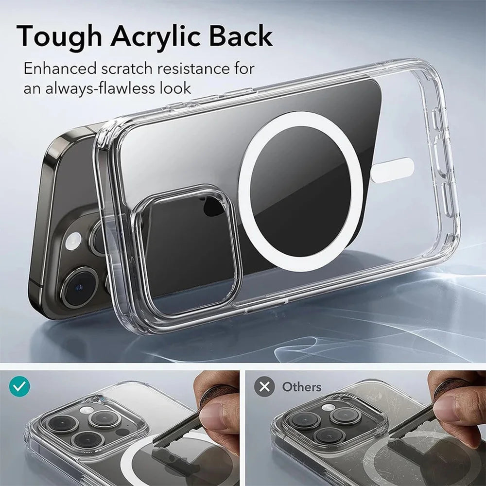 Magnetic Clear Slim Phone Cases for iPhone 15 Pro Max 14 Plus 13 12 11 Rugged Transparent Protective Phone Covers - Caseverse