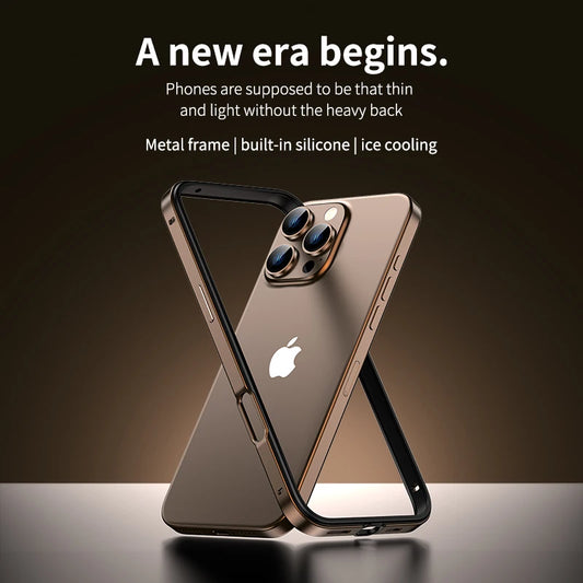Hybrid Silicone Frame Aluminum Metal Phone Case For iPhone 16 Pro Max 16 Plus 16promax 16pro 16plus Better Heat Bumper