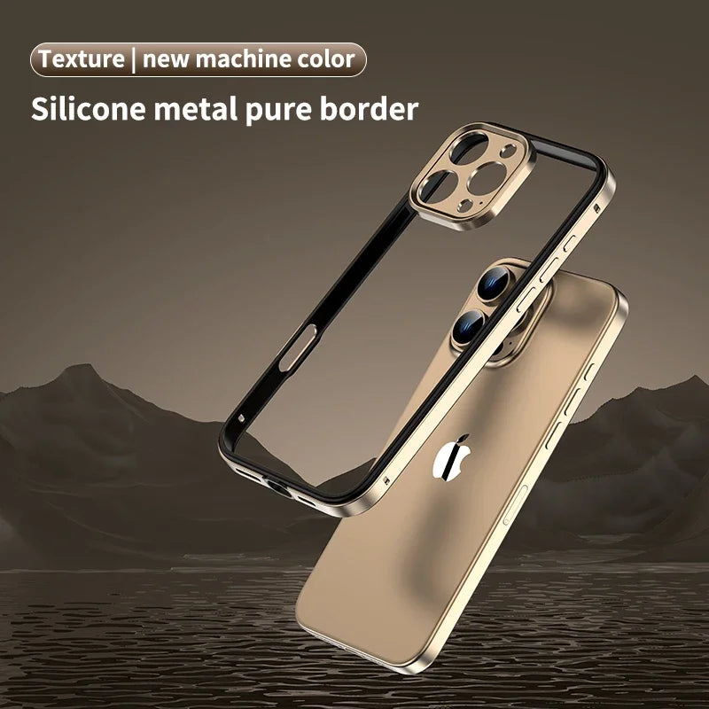 Camera Protection + Hybrid Silicone Frame Aluminum Metal Phone Case For iPhone 16 Pro Max 15 14 13 Better Heat Bumper