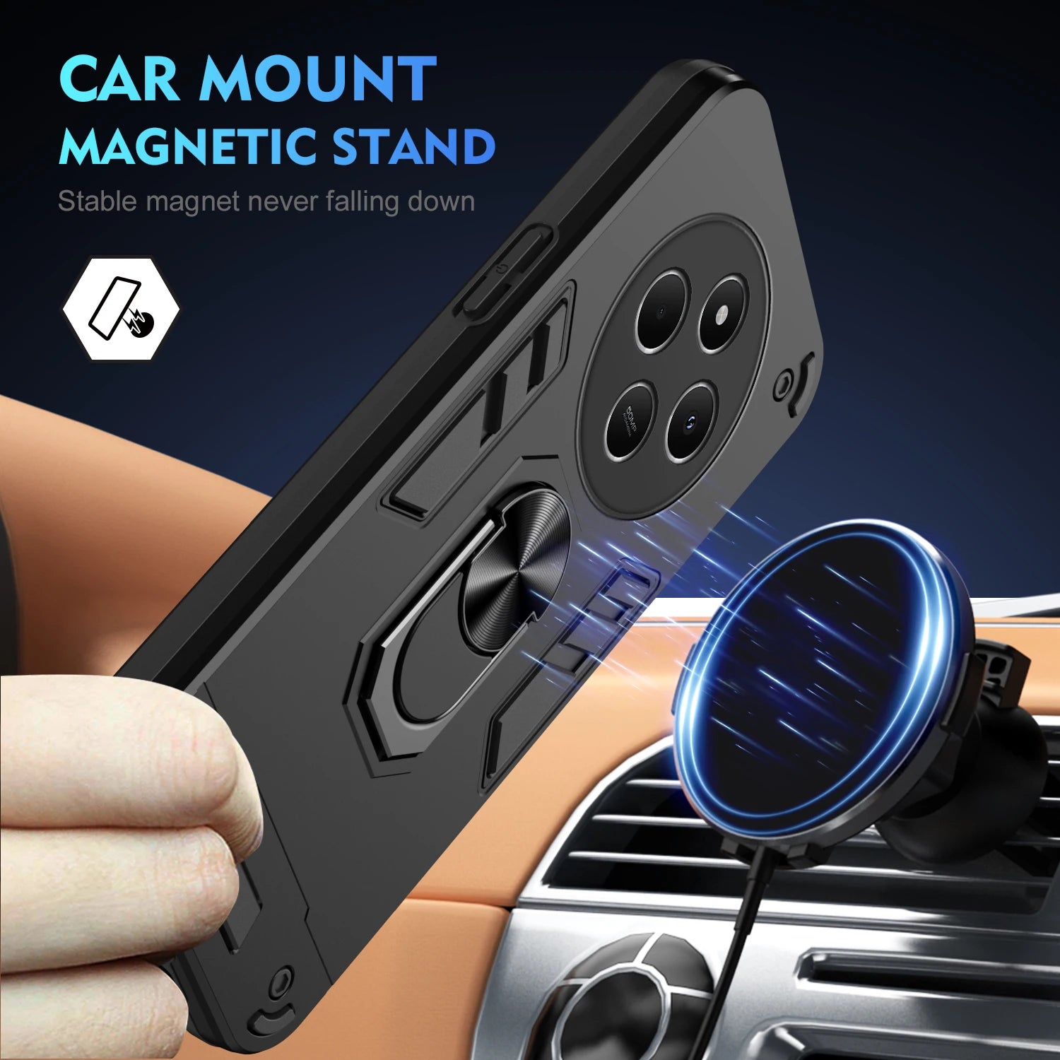 Military Grade Case for Xiaomi Poco C75 Redmi 14C 4G A3 Protective Cover Shockproof Ring Stand Holder Fundas Coque - Caseverse