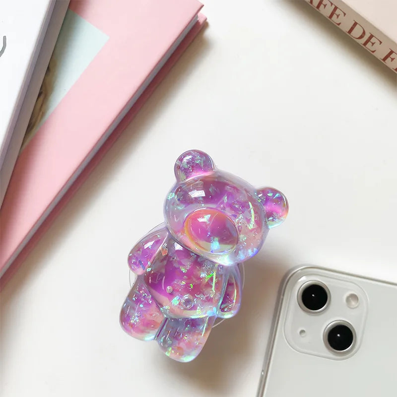 Korea 3D Cute Bear Laser Phone Holder Grip Tok Cell Phone Accessories Griptok Korean Stand Pop Universal Bracket MOBILE HOLDER