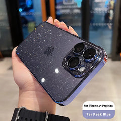 Luxury Electroplated Glitter Phone Case For IPhone 16 15 14 13 12ProMax  Clear Transparent Shockproof Hard Back Protective Cover