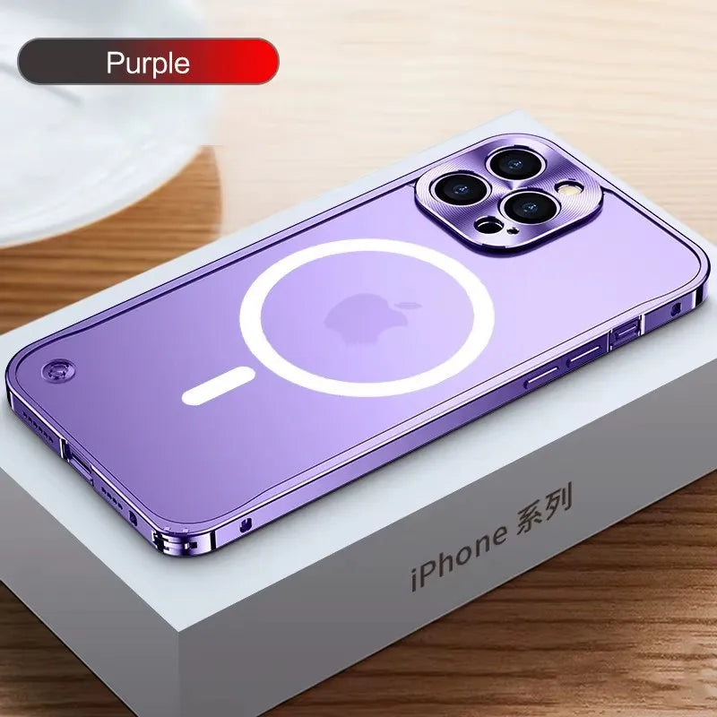 Metal Phone Cases For IPhone 12 13 14 15 16 Pro Max Plus Cover Magnetic Aluminum Frame Phone Shell For Iphone 13 Mini 14 15 Plus