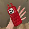 Soft Cute 3D Phone Case for IPhone15 14 13 12ProMax Anti-drop Patent Leather Down Three-dimensional Horn Shockproof Cover Cases - Caseverse